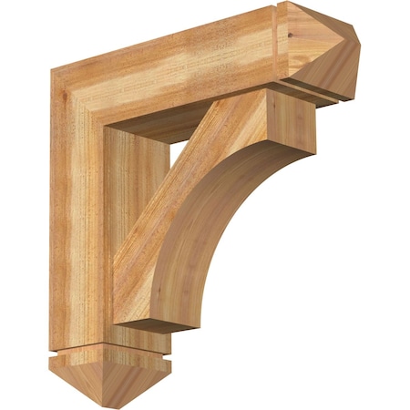 Westlake Arts And Crafts Rough Sawn Bracket W/ Offset Brace, Western Red Cedar, 8W X 28D X 28H